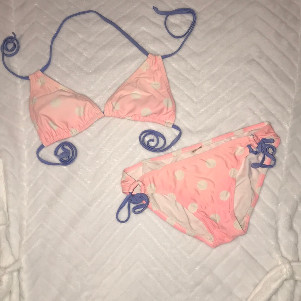 Pink polkadot bathing suit